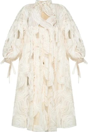 Anouki Midi-jurk met ruchekraag en borduurwerk - Beige