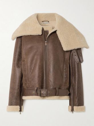 J.W.Anderson Giacca Oversize In Shearling Con Cintura - Marrone