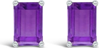 House of Brilliance 14K Gold 6x4MM Emerald Shaped Gemstone Solitaire Stud Earrings