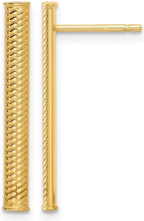Diamond2Deal 14K Yellow Gold Twisted Bar Drop Dangle Earrings 25.37 mm