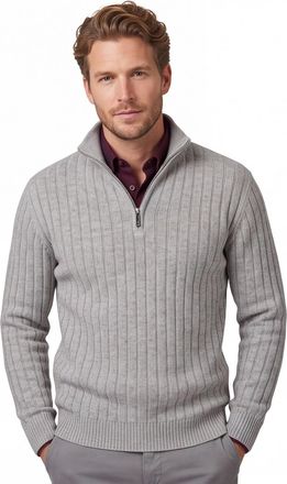 Profuomo Gebreide half zip trui Profuomo grijs