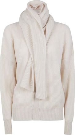 Liviana Conti Lasonne geribbelde trui met sjaal - Beige
