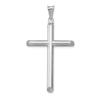 Diamond2Deal 14k White Gold Polished Tube Cross Pendant