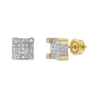 LuvMyJewelry Square 10K Yellow Gold Diamond Stud Earrings - 0.25ct. at Nordstrom