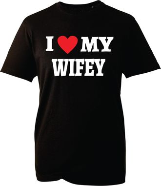 Generic I Love My Wifey T-Shirt - Romantic Graphic Tee for Men | Funny Husband Gift Shirt for Anniversary and Birthday(Black, 3XL)
