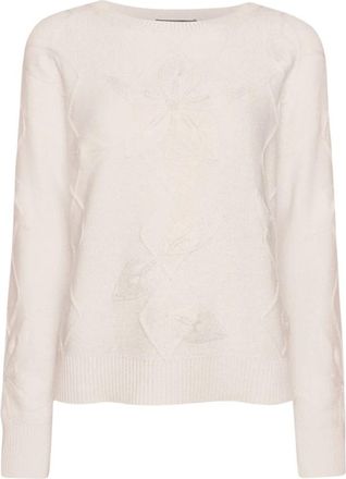 Elena Miro Maglia Scollo a Barca - Dames - Ronde hals truien - Wit - S - Truien & Vesten