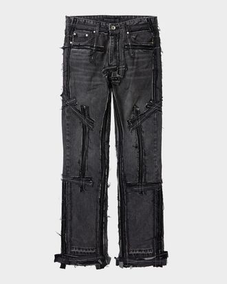 Who Decides War by Ev Bravado Mens Exposure Patchwork Slim-Fit Jeans