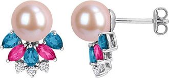Rina Limor Silver 225.00 Ct. Tw. Gemstone & 8-8.5Mm Pearl Earrings