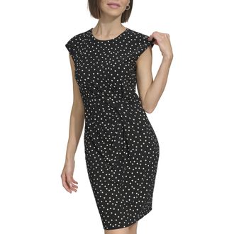 Tommy Hilfiger Womens Polka Dot Twist Sheath Black/Ivory 16, Black/Ivory, 20