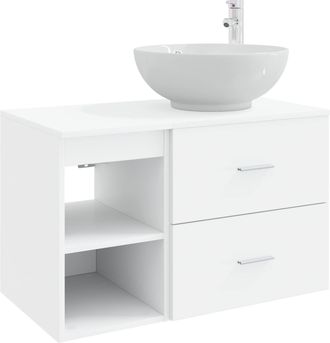 vidaXL Juego De Muebles De Ba&ntilde;o 2 Uds. Blanco Madera De Ingenier&iacute;a Vidaxl