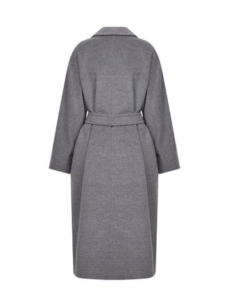 Max Mara Womens Grey Icon Belted Coat Virgin Wool