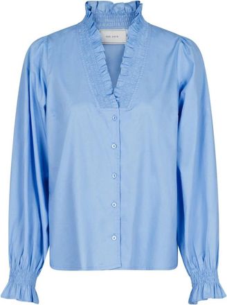 Neo Noir Overhemden, Dames, Blauw, XS, Katoen, Brielle Solid Shirt