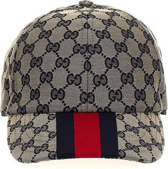 Gucci Beige Blue Logo Baseball Hat