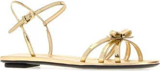 Prada Womens Gold Leather Sandals