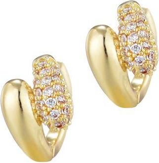 Adornia Double Band Cubic Zirconia Stud Earrings in Gold at Nordstrom Rack