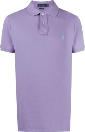 Polo Ralph Lauren Korte Mouw Gebreide Polo Shirt - Heren - Polos - Paars - S - Katoen - Tops