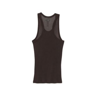 Acne Studios Sleeveless Tops, female, Brown, Size: M Ribbed Cotton Tank Top