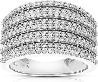 Vir Jewels 1 cttw Lab Created Diamond Wedding Band.925 Sterling Silver Prong Size 5-9