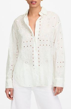 Madewell Eyelet Oversize Button-Up Shirt in White at Nordstrom, Size Xx-Large