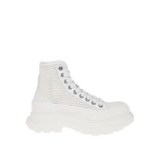 Alexander McQueen White Raffia High Top Womens Sneakers