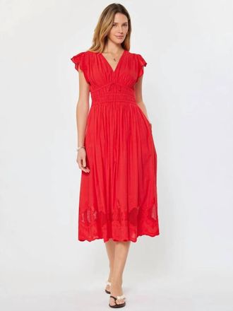Current Air Cherry Lane Embroidered Lace Midi Dress