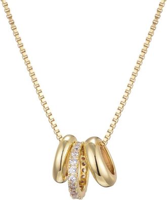 Adornia Adornia 14K Plated Cz 3-Ring Necklace