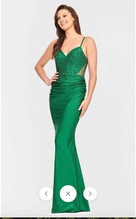 Faviana Corset Style Long Gown In Emerald