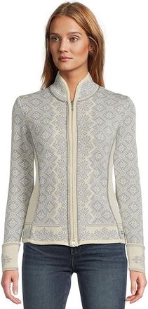 Dale of Norway Christiania Feminine Jacket Womens Sweater Off-White Metalgrey : 2XL (Womens 20-22), Wool