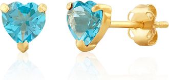 MAX + STONE 925 Sterling Silver 5mm Round Heart Gemstone Hoop Earrings