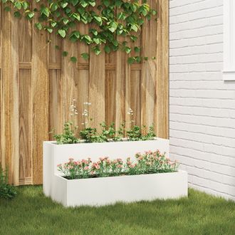 Berkfield Home Garden Planter 2-Tier 100x60x45 cm White Steel | Size: 100 x 60 x 45 cm