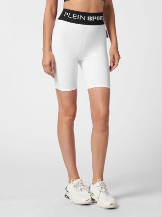Plein Sport High-Waisted Skinny Fit Biker Shorts with Contrast Logo