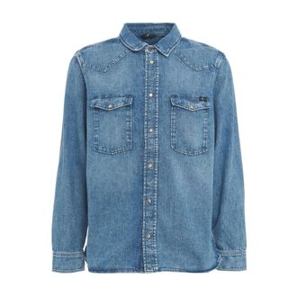 7 For All Mankind Heren, Overhemden, Blauw, Maat: 2XL Denim