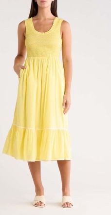Sugarlips Jessy Smocked Midi Dress in Yellow at Nordstrom, Size X-Large