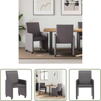 vidaXL Sedie da cucina - Sedie da Pranzo con Ruote 2 pcs Grigio 57 x 66 x 94 cm