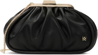 Kazar Zwarte leren handtas met metalen frame - Dames - Clutches - Zwart - ONE Size - Leer - Tassen