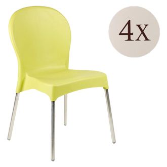 Dmora Silla De Exterior Eclectic, 4 Sillas, Apilable Hecho En Italia, Soporta 120 Kg, Verde