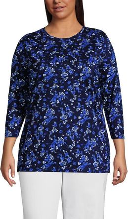 Lands End Cotton Supima Tunic in Midnight Sky Poetic Floral at Nordstrom, Size 1X