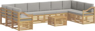 vidaXL Conjunto De Sof&aacute;s De Exterior 11 Uds. Blanco Y Gris Claro Vidaxl