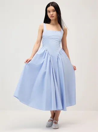 Twik Womens Back bow poplin maxi dress