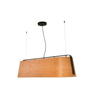 Faro Barcelona Faro Stood - Barra Colgante De Techo Con 5 Luces, Madera De Cerezo Y Negro, E27