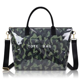 Generic Cymwer Large PVC Tote Bag Adjustable Shoulder Strap Carrying Bag (Blue Camouflage) (Style 4)