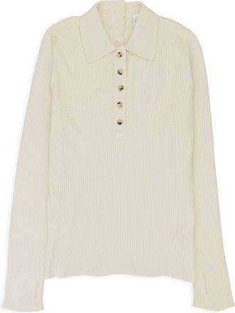 Courr&egrave;ges NATURAL MULTI-BUTTON LIGHT WOOL POLO SHIRT