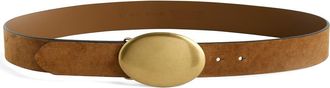 Madewell Oval Buckle Suede Belt in Aged Cognac at Nordstrom, Size Small