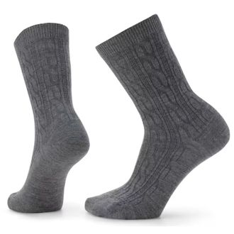 Smartwool Womens Everyday Cable Crew Socks Gray L
