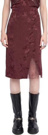Zadig&Voltaire Julien Horse Print Jacquard Silk Skirt in Burgundy at Nordstrom, Size 10 Us
