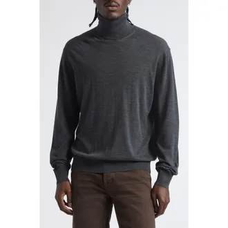Tom Ford Ultrafine Merino Wool Turtleneck Sweater in Tcq Charcoal at Nordstrom, Size 50