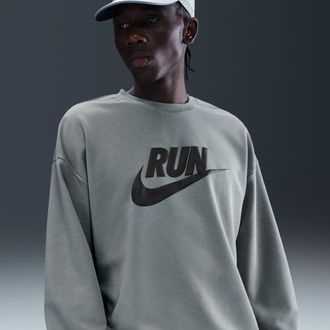 Nike Mens Dri-FIT Fleece Running Crew in Grey | IH2822-084