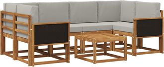 vidaXL Conjunto De Sof&aacute;s De Exterior 5 Uds. Natural Y Gris Claro Vidaxl