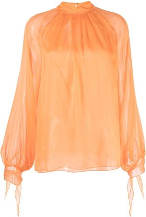 Roberto Cavalli semi-sheer silk blouse - women - Silk - 38 - Orange