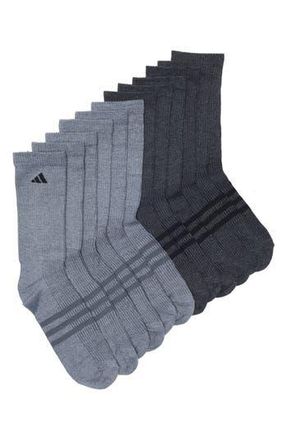 adidas Superlite 3.0 6-Pack Crew Socks in Onix Grey/Black at Nordstrom Rack, Size Large